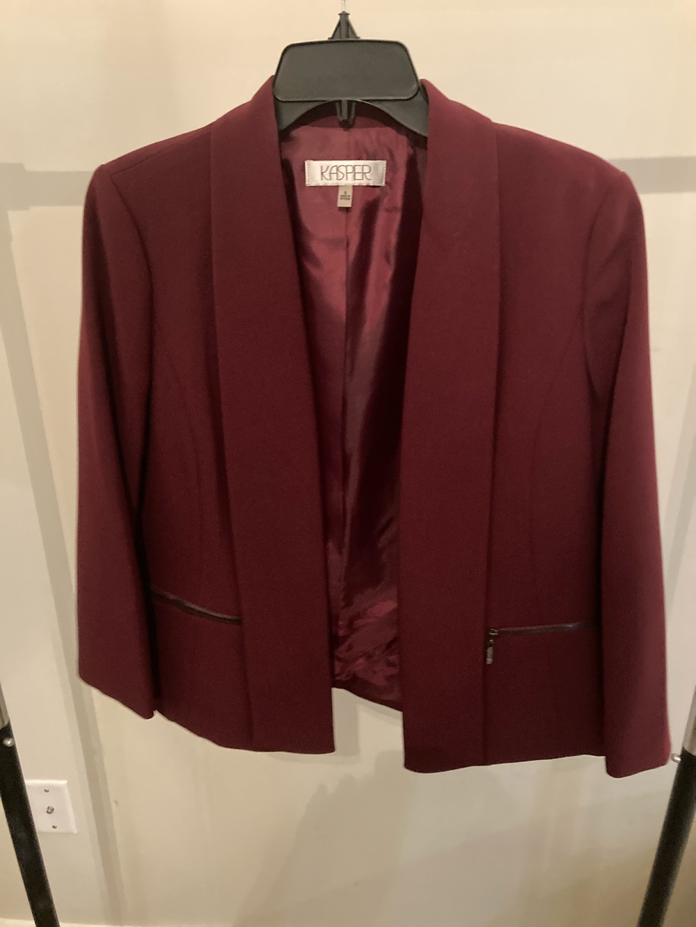 Kasper Women's Burgundy Open-Front Blazer size 8